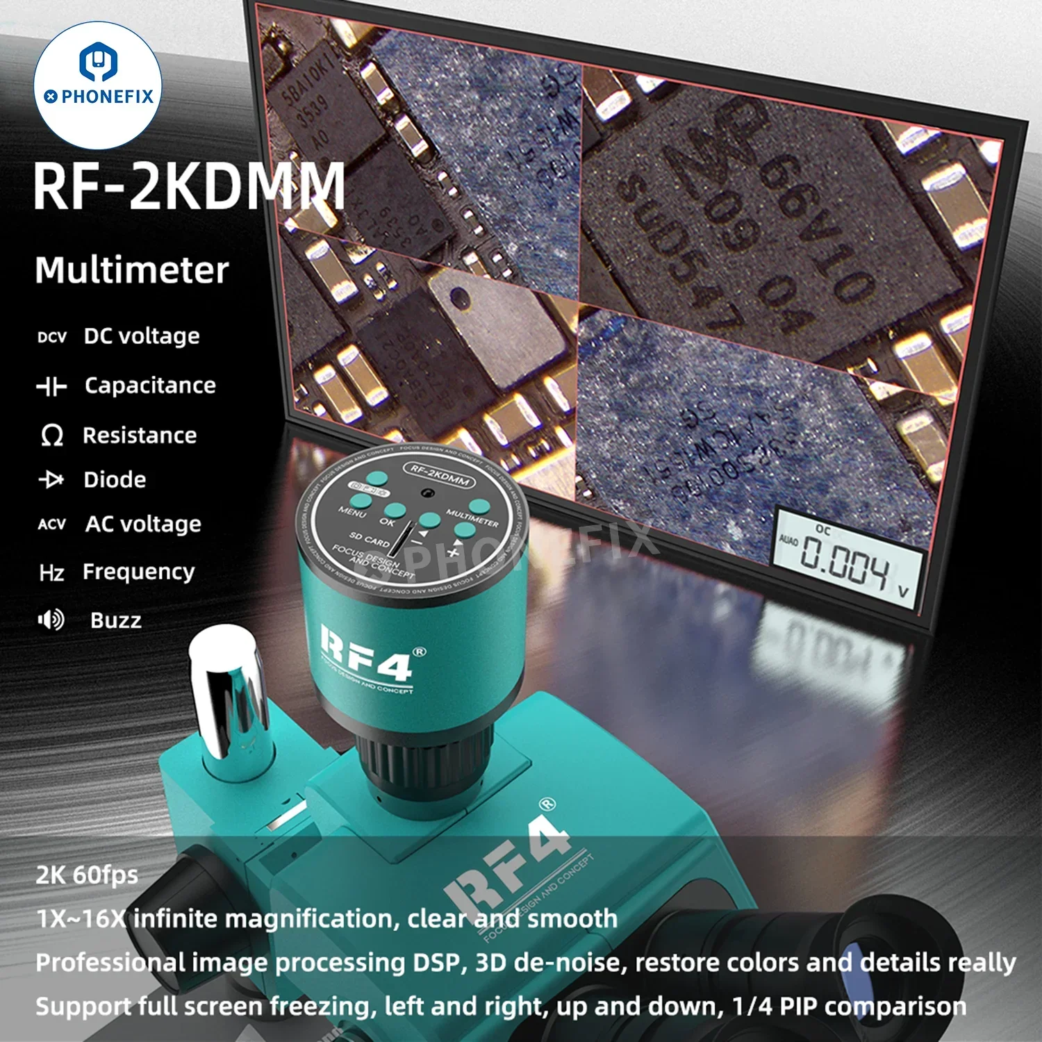RF4 RF-2KDMM Microscope Camera Ultra HD With Multimeter Pen - Image 3