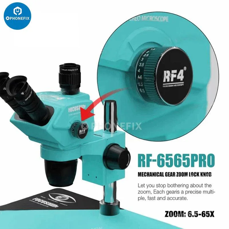 RF4 RF6565Pro 6.5-65X Triocular Synchronous Zoom Microscope - Image 6
