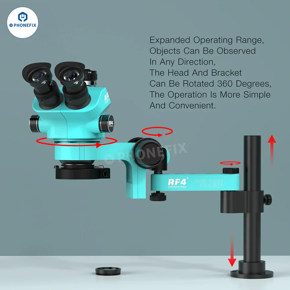 RF4 RF7050PRO FO19 Trinocular Stereo Microscope With Folding Swing Arm - Image 10