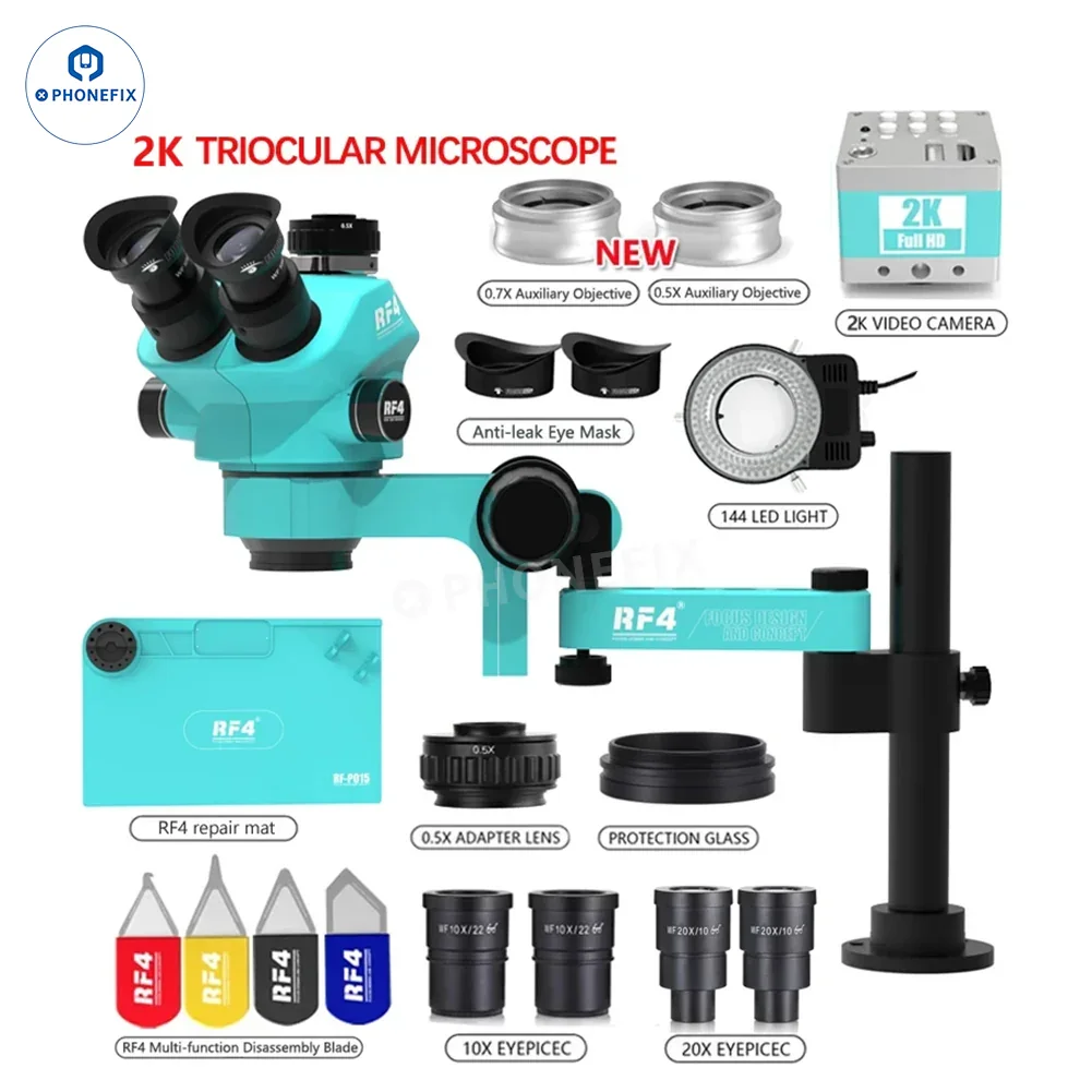RF4 RF7050PRO FO19 Trinocular Stereo Microscope With Folding Swing Arm - Image 3