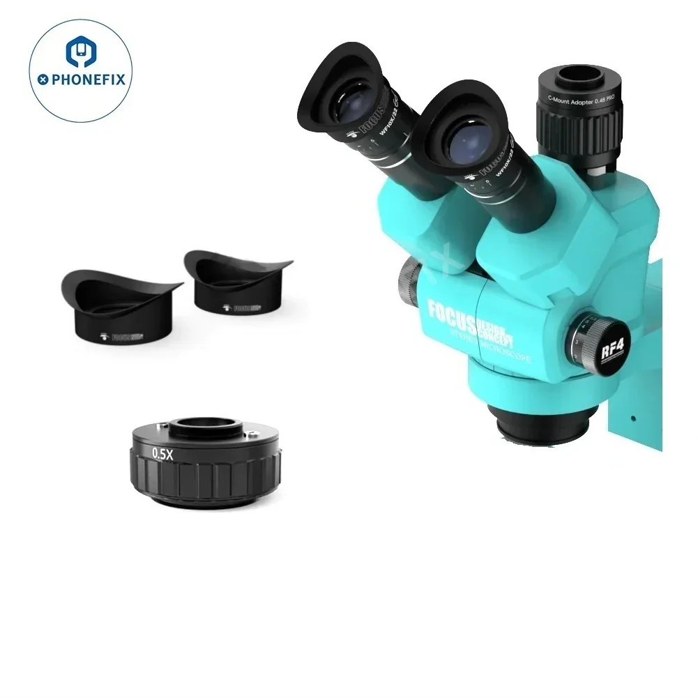 RF4 Simul-Focal Trinocular Zoom Stereo Microscope Head Barlow Lens - Image 5