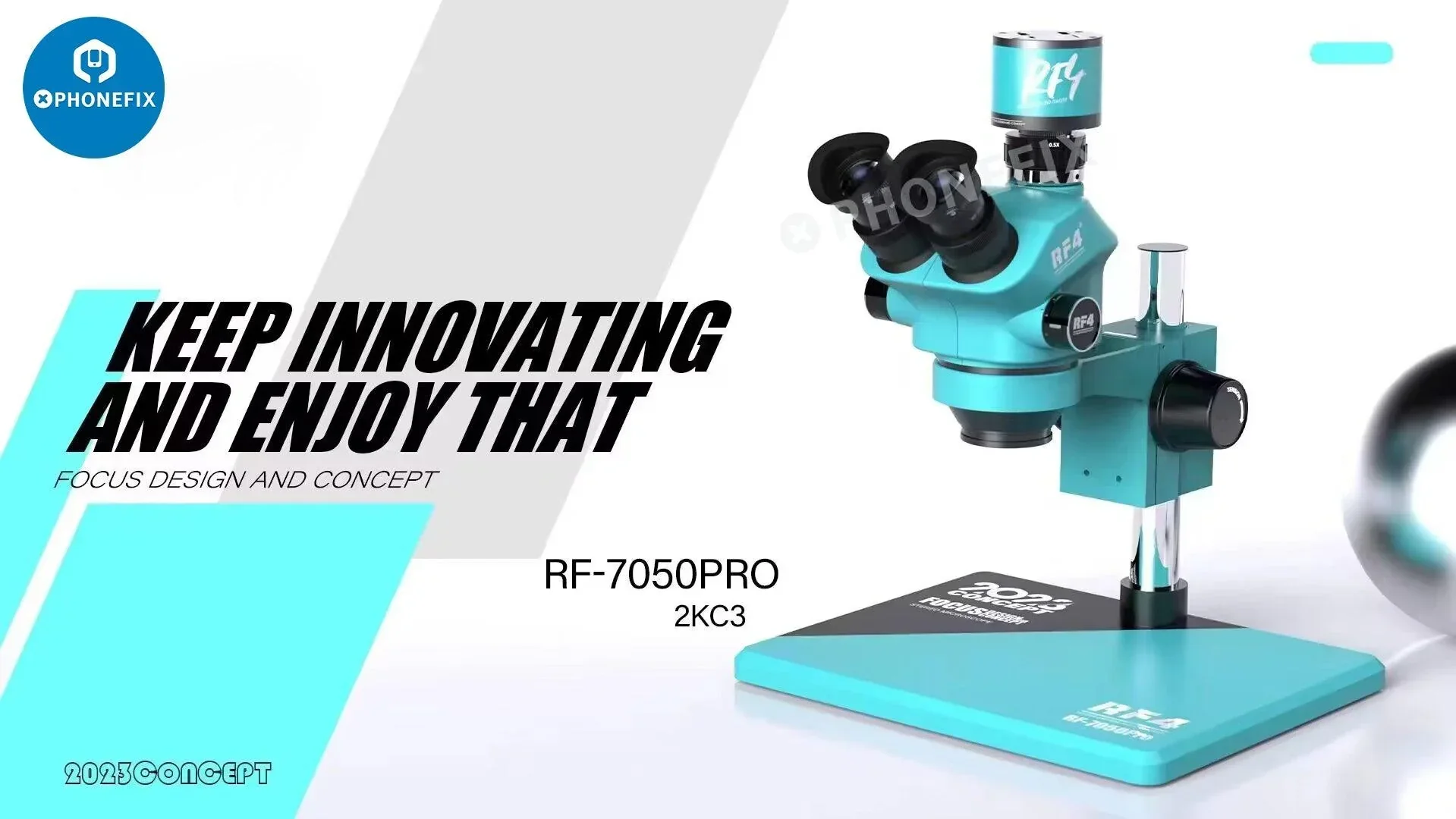 RF7050Pro 7-50X Zoom Trinocular Stereo Microscope With Alloy Base - Image 8