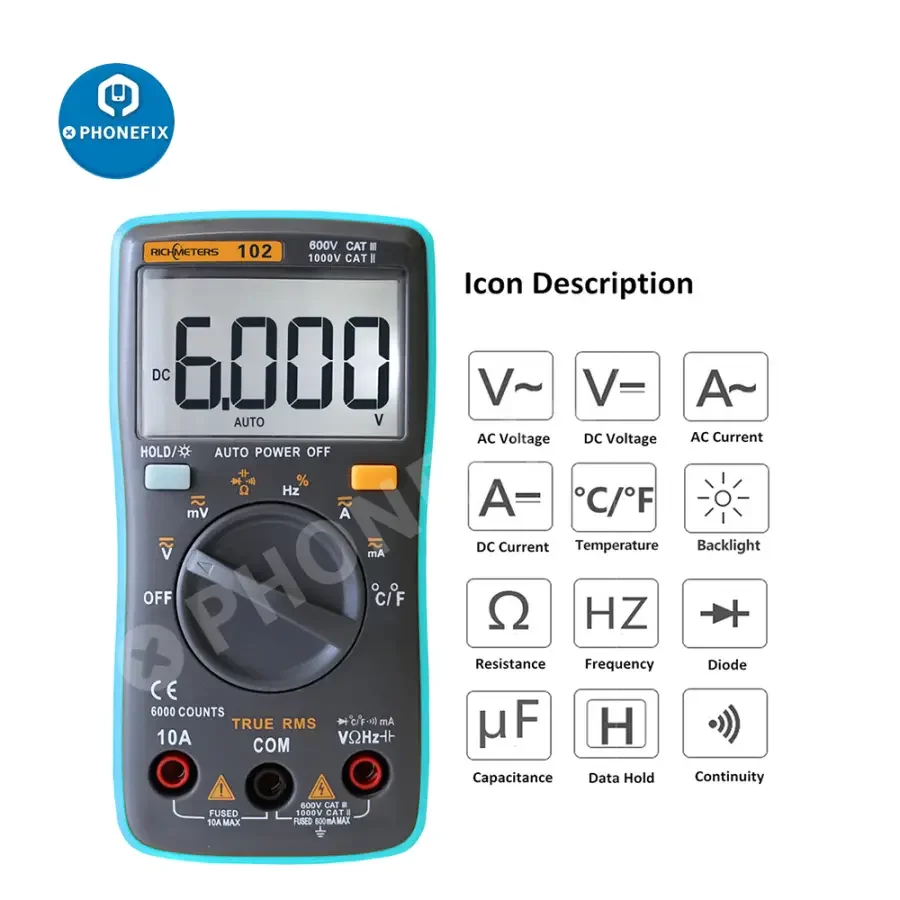 RICHMETERS 102 Pocket Digital Multimeter AC DC Voltage Tester