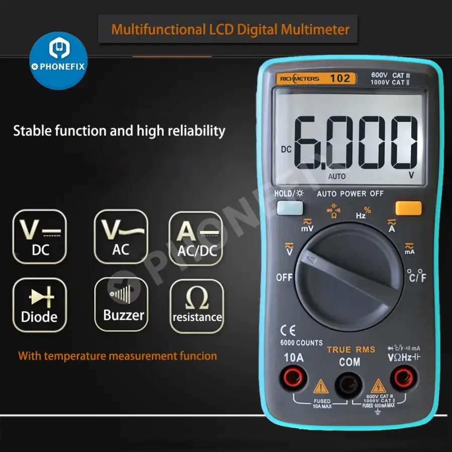 RICHMETERS 102 Pocket Digital Multimeter AC DC Voltage Tester - Image 3