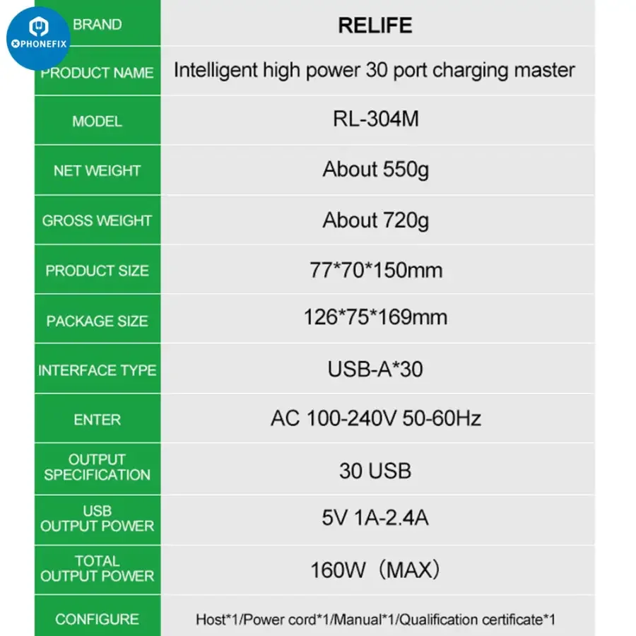 RL-304M 160W 30 Ports USB Charging Hub Smart Lightning Charger - Image 15