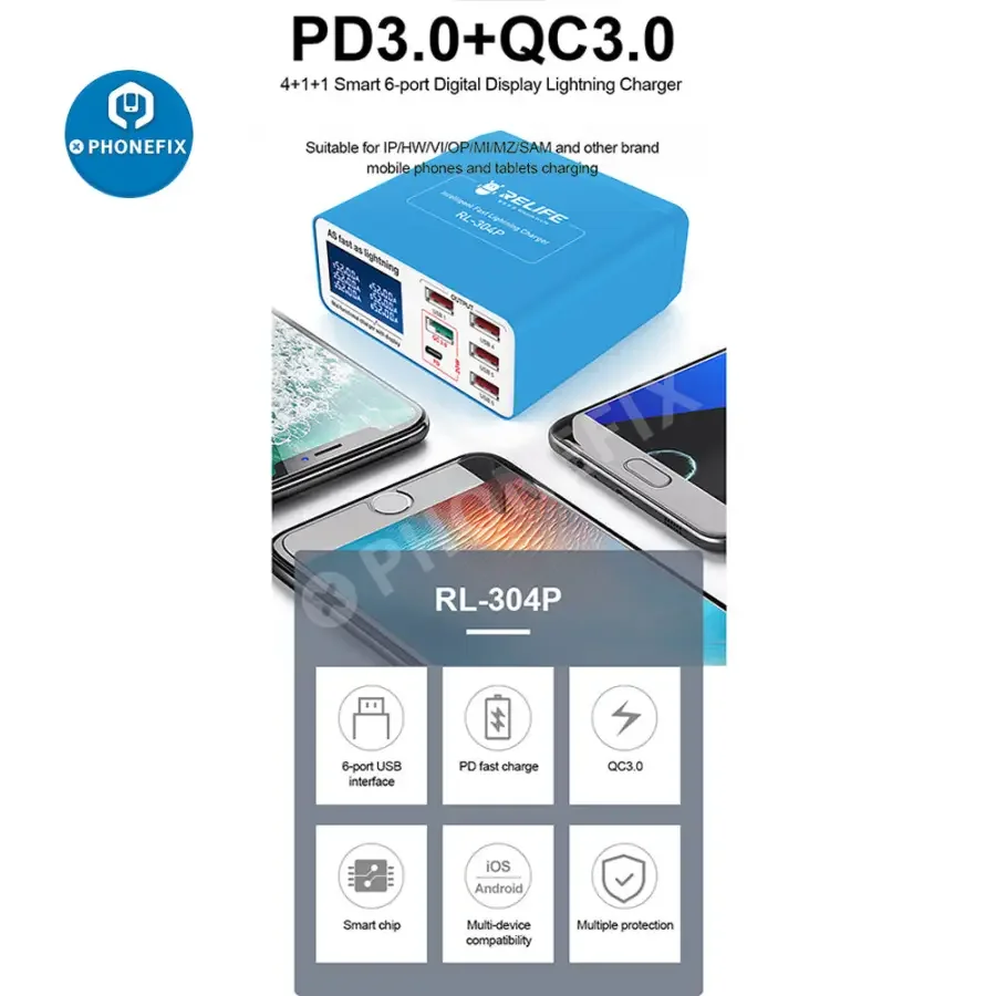 RL-304P/S Multi Port QC 3.0 USB Fast Charger Hub For iPhone Android - Image 4
