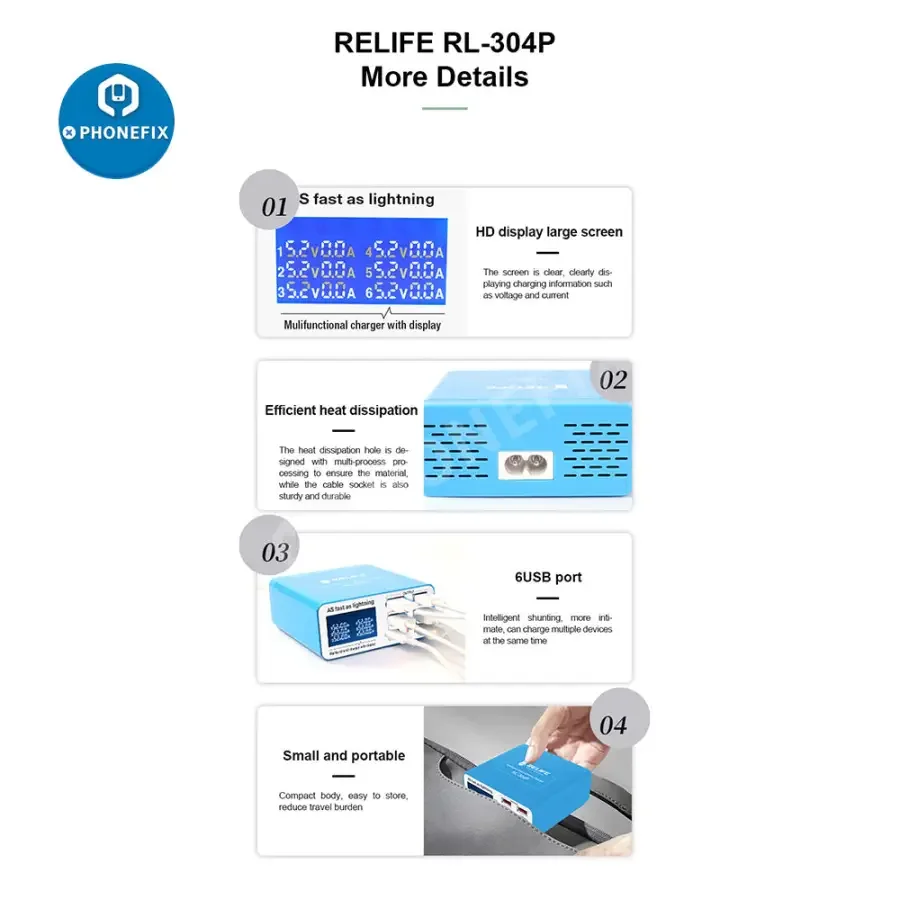RL-304P/S Multi Port QC 3.0 USB Fast Charger Hub For iPhone Android - Image 9