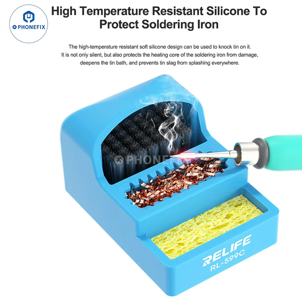 RL-599C Soldering Tip Cleaner With Steel Brush Sponge Copper Wire - Image 3