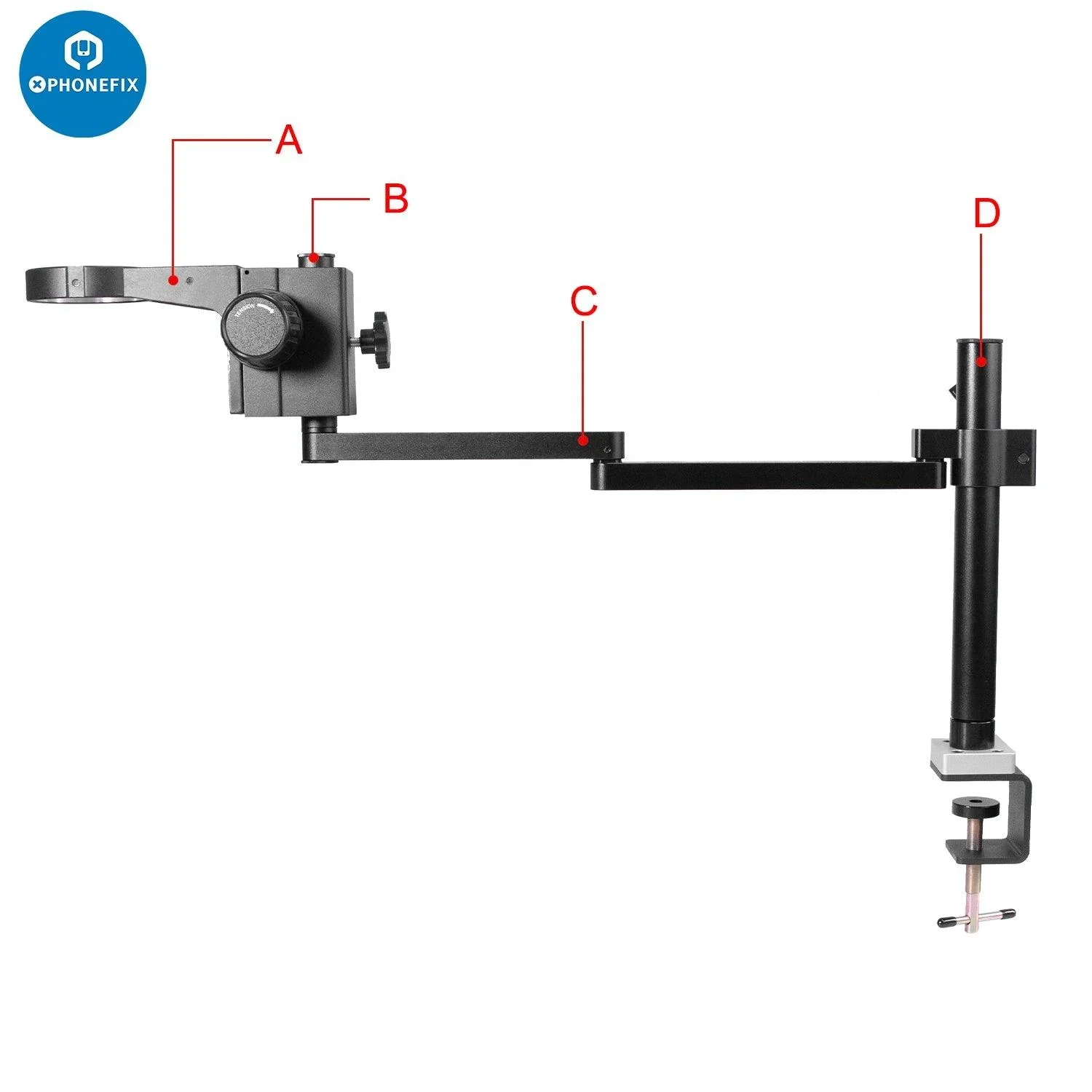 Rotatable Articulating Arm Microscope Arm Stand Bracket 50mm Holder - Image 13