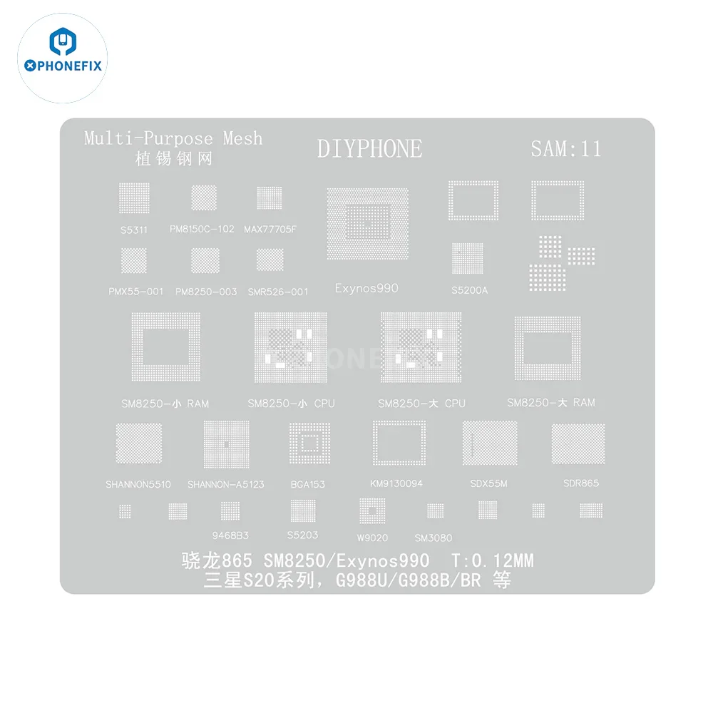 Samsung 0.12MM Universal Amaoe CPU BGA Reballing Stencil - Image 35