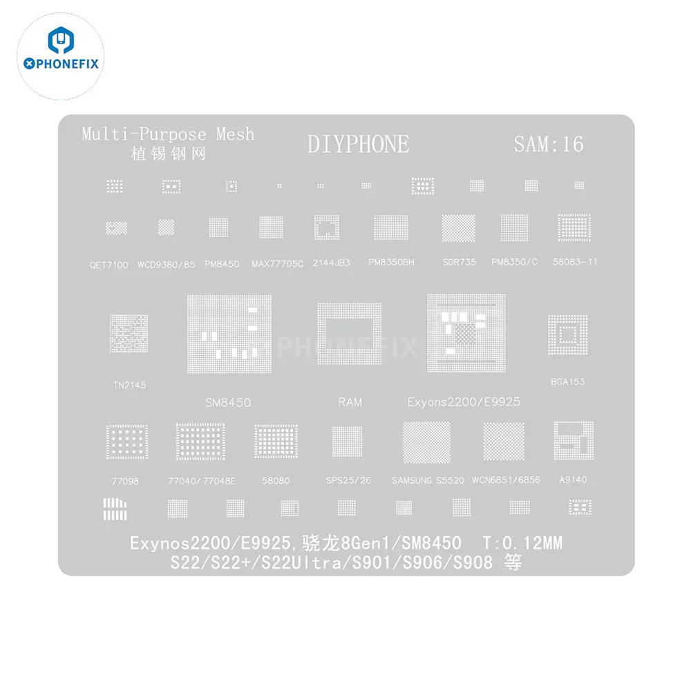Samsung 0.12MM Universal Amaoe CPU BGA Reballing Stencil - Image 40