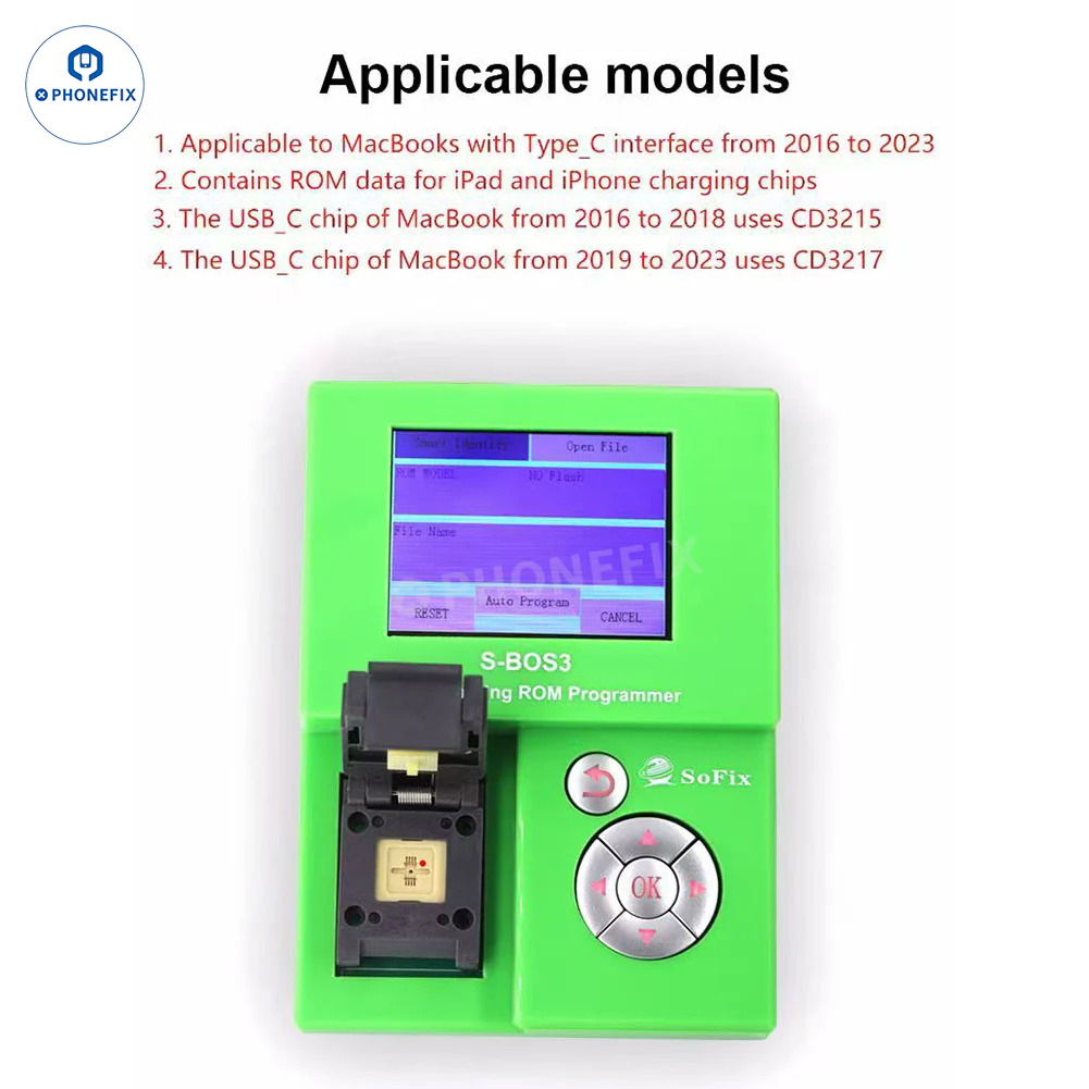 SoFix S-BOS3 CD3215 CD3217 USB-C Charging IC ROM Programmer - Image 5