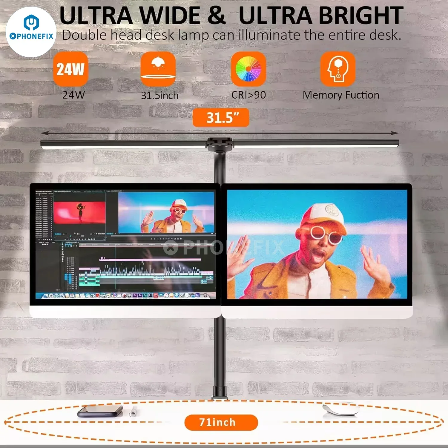 Soft Eye-Protection LED Light 24W Double Head Table Desk Lamp - Image 5