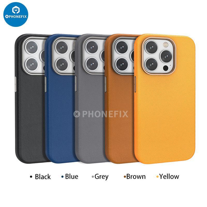 Soft PU Leather Protective Case With MagSafe For iPhone 15 Series - Image 2