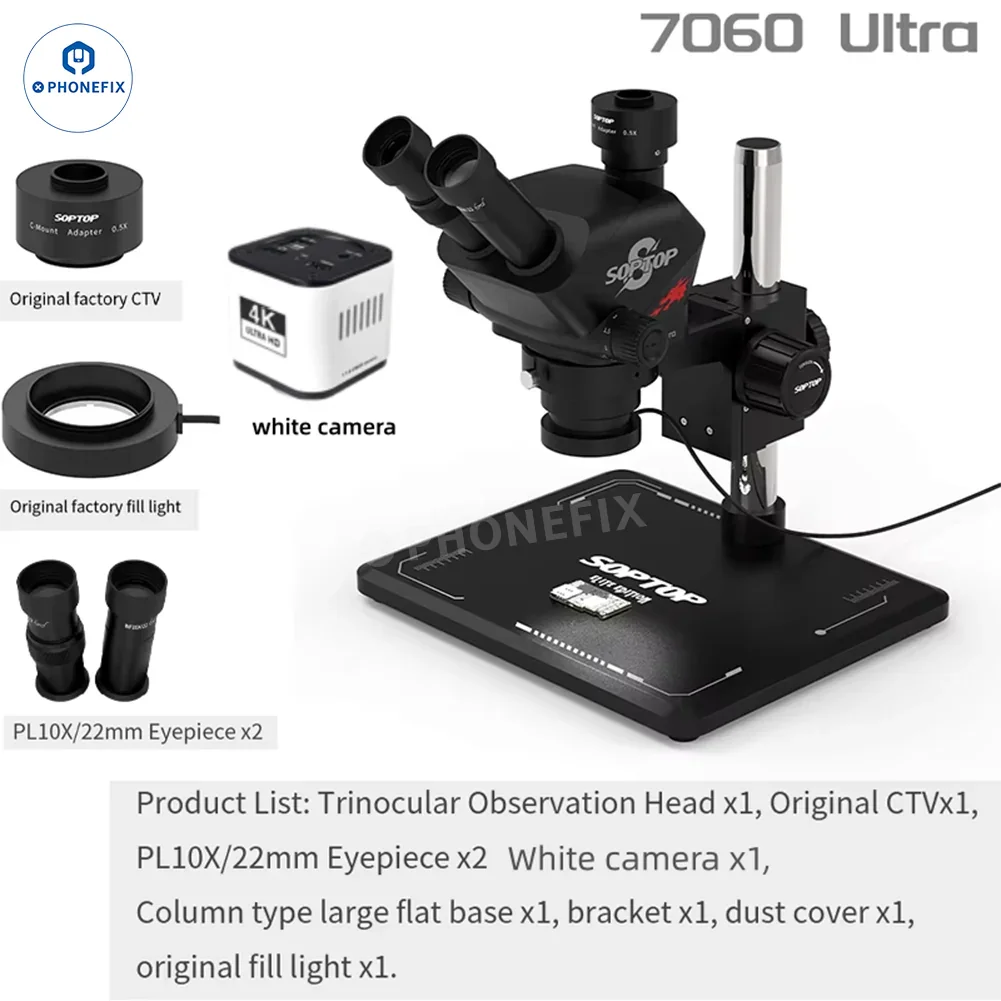 SOPTOP 7-60X Ultra Trinocular Stereo Microscope with 4K Camera - Image 8