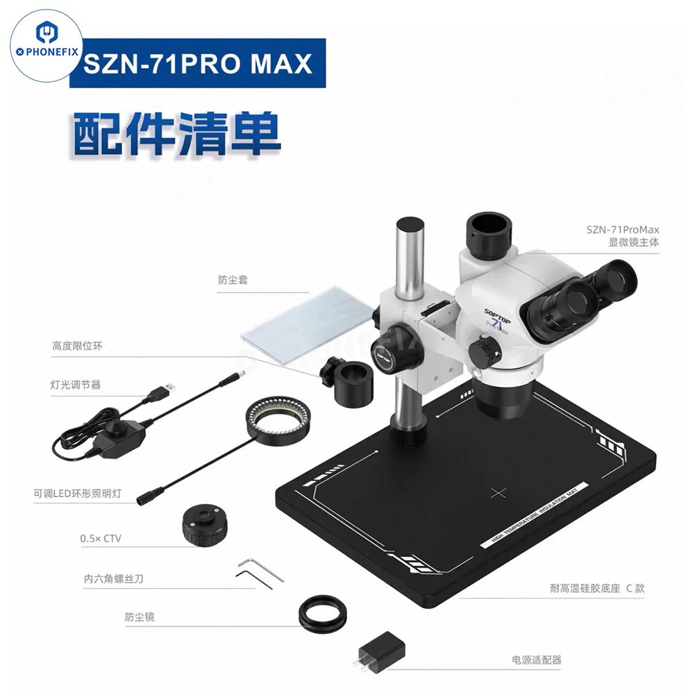 SOPTOP 71 Pro Max 6.7-45X Trinocular Microscope for Phone Repair - Image 2