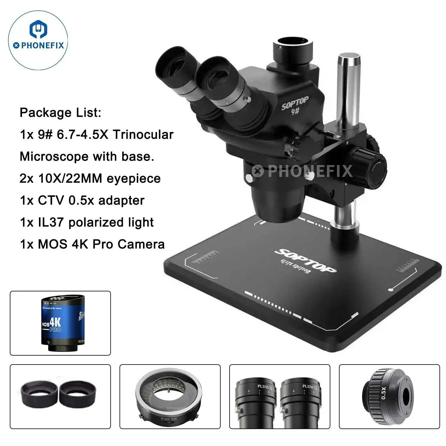 SOPTOP 9# 6.7-4.5X Zoom Trinocular HD Microscope - Image 2