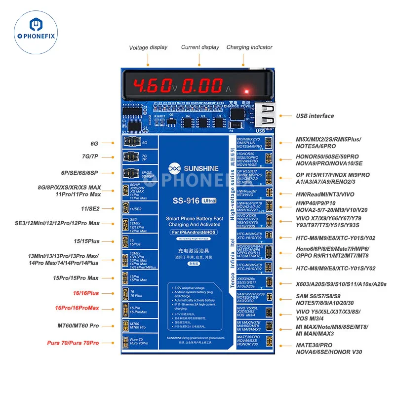 SS-916 Ultra Android & iPhone X-16 Fast Charging Battery Activation Board - Image 9