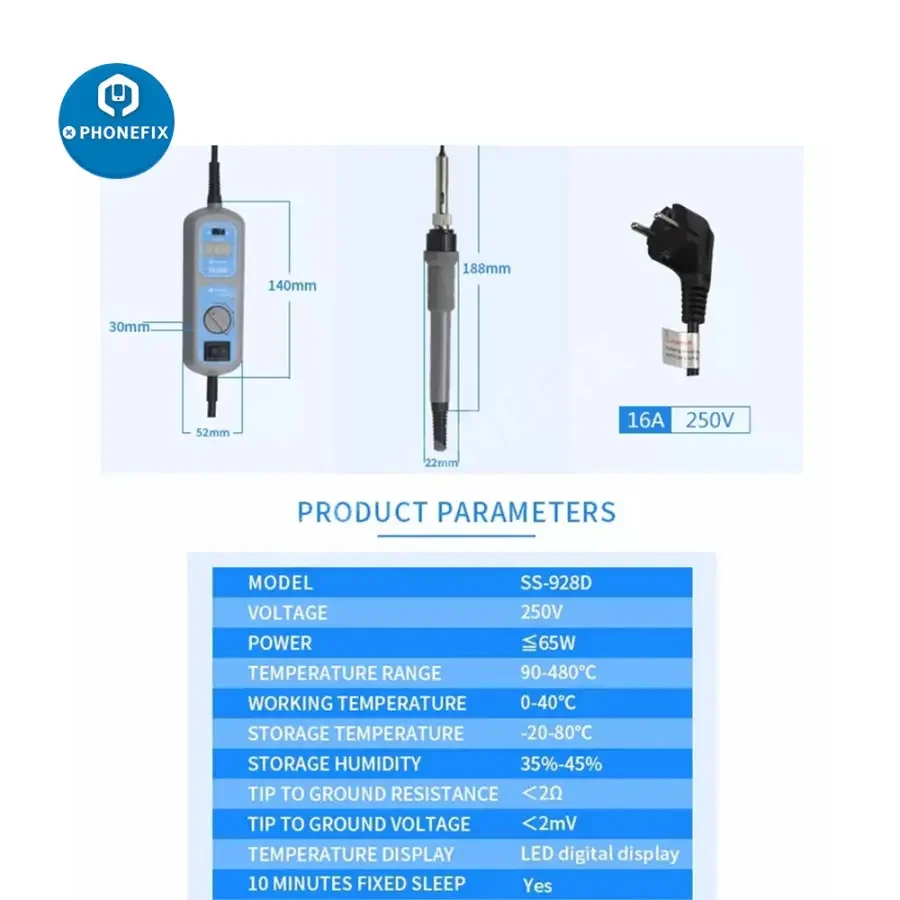 SS-928D Smart Thermostat Soldering Iron with LED Digitai Display - Image 5