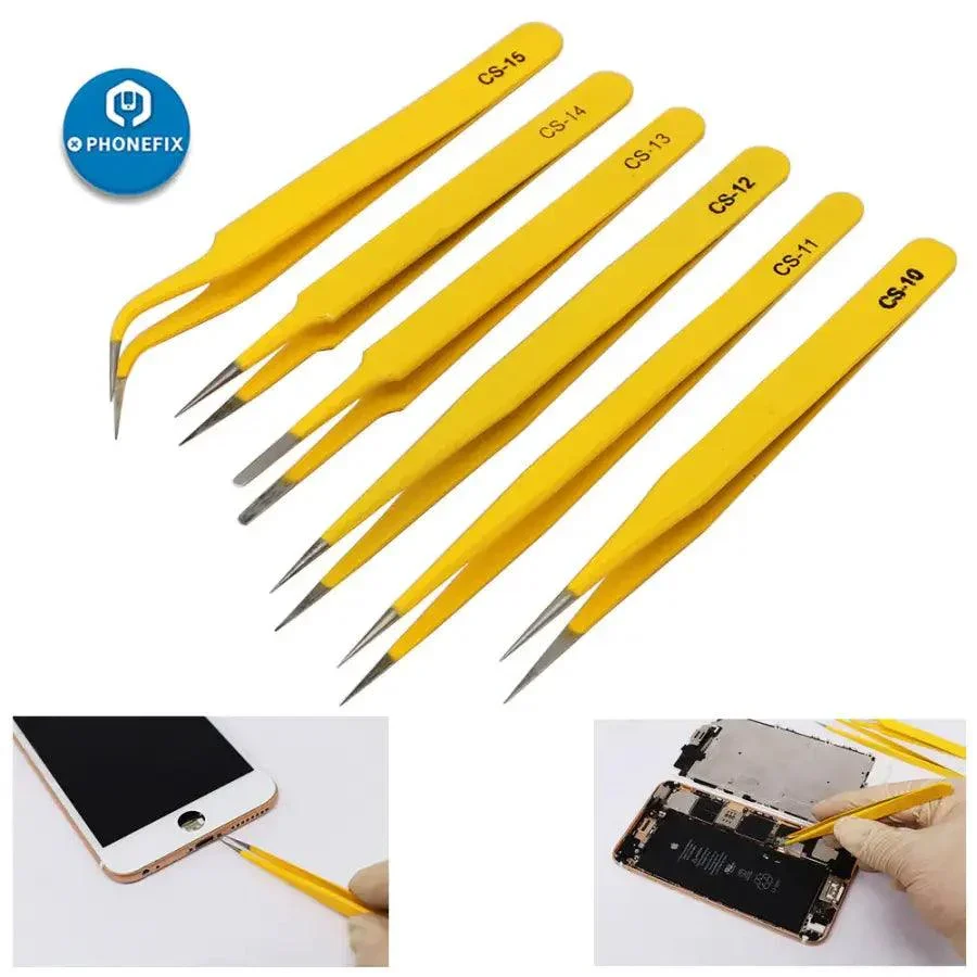 Stainless Steel Anti-static Tweezers Kit for PCB Soldering Repair Tool - Image 2