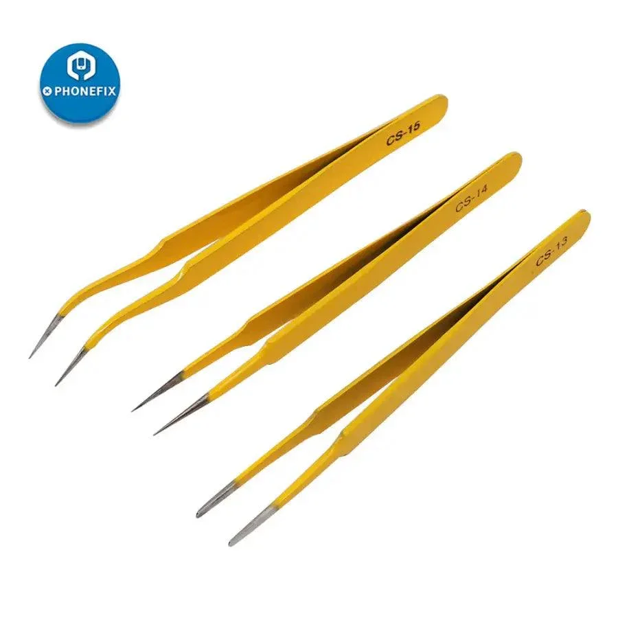 Stainless Steel Anti-static Tweezers Kit for PCB Soldering Repair Tool - Image 4