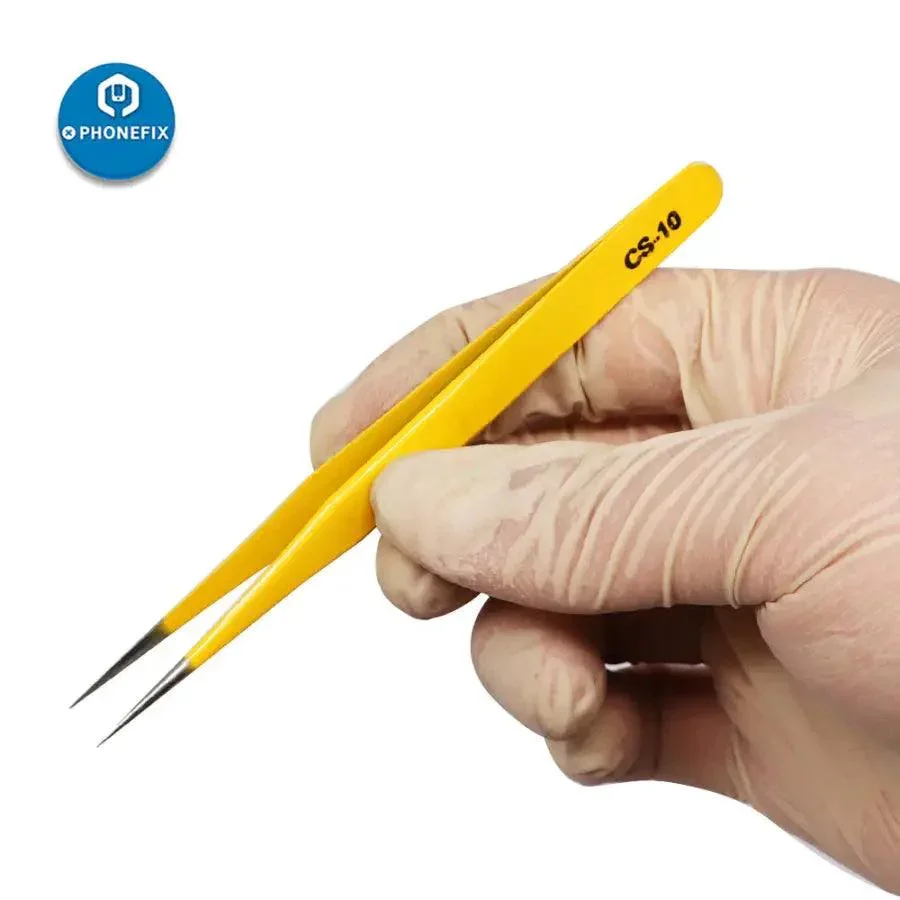 Stainless Steel Anti-static Tweezers Kit for PCB Soldering Repair Tool - Image 5