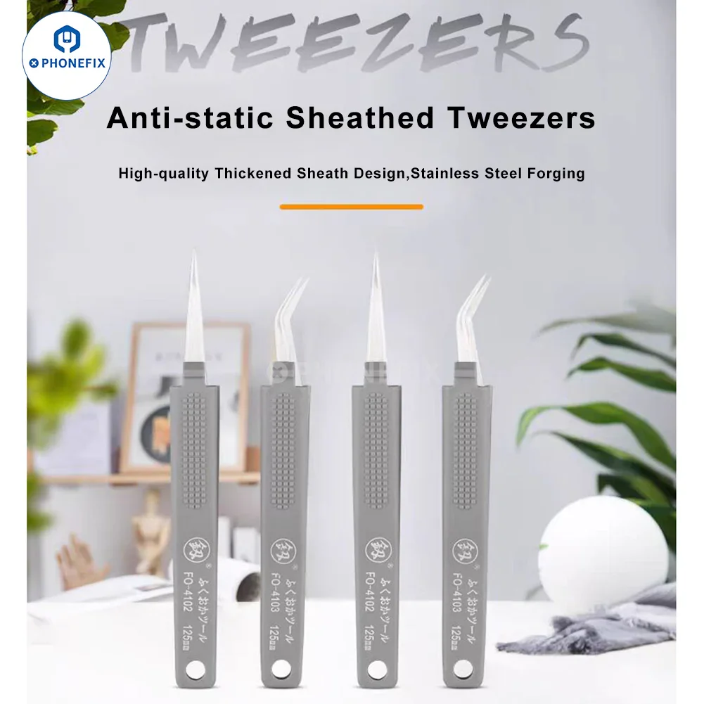 Stainless Steel Precision Tweezers Anti-static Sheathed Tweezers - Image 2