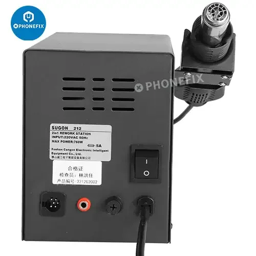 Sugon 212 760W 2-in-1 Hot Air Gun Soldering Iron Rework Station - Image 5