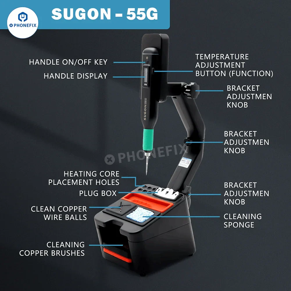 SUGON 55G Wireless Soldering Station Compatible JBC C210 Tips - Image 6