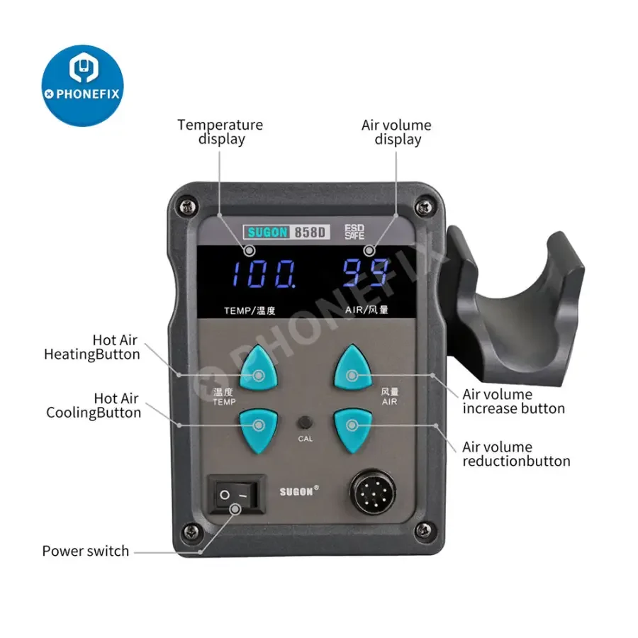 SUGON 858D Hot Air Gun BGA Rework Station Welding Soldering - Image 5