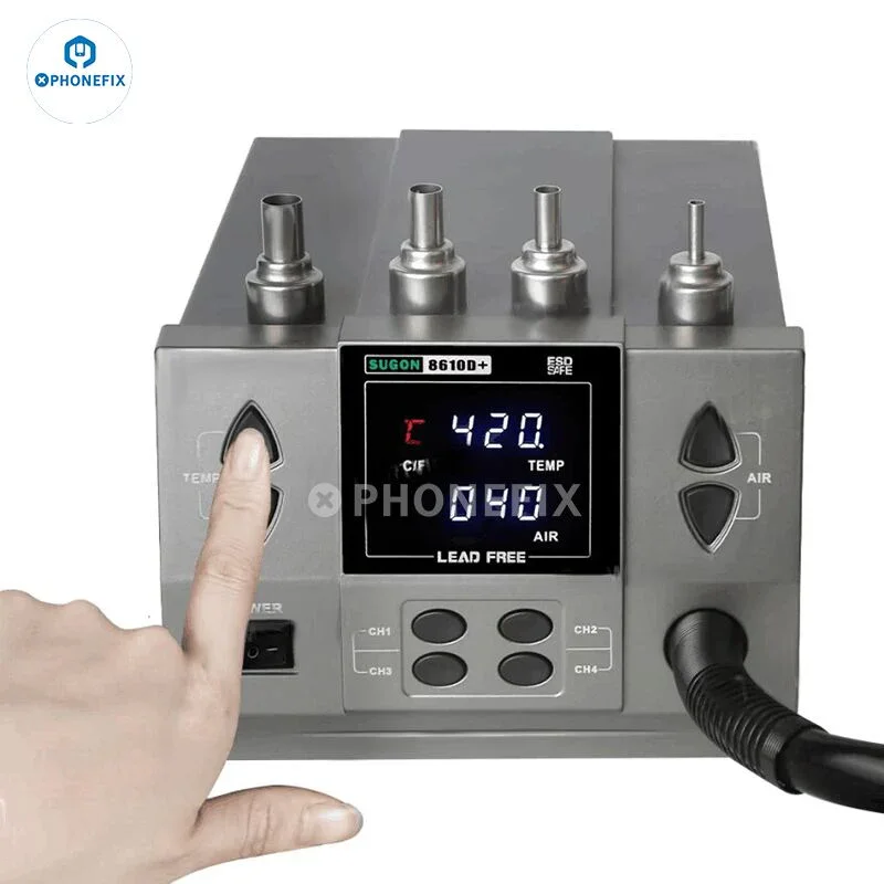 SUGON 8610D+ 1000W Digital Display Heat Gun Desoldering Rework Station - Image 3