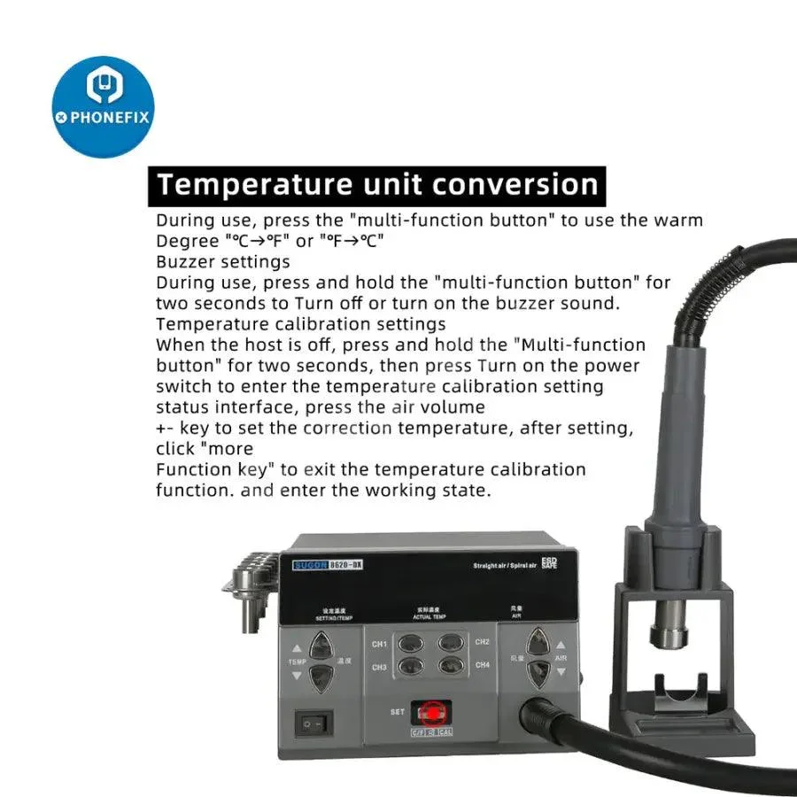 SUGON 8620DX 1000W Hot Air Rework Station With 45 Degree Nozzles - Image 6