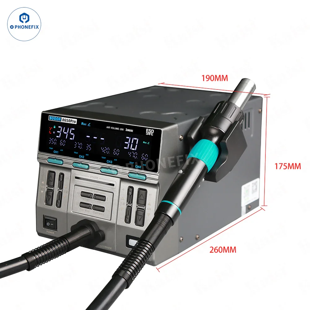 SUGON 8650Pro Curve Hot Air Gun 1300W BGA Rework Station - Image 10