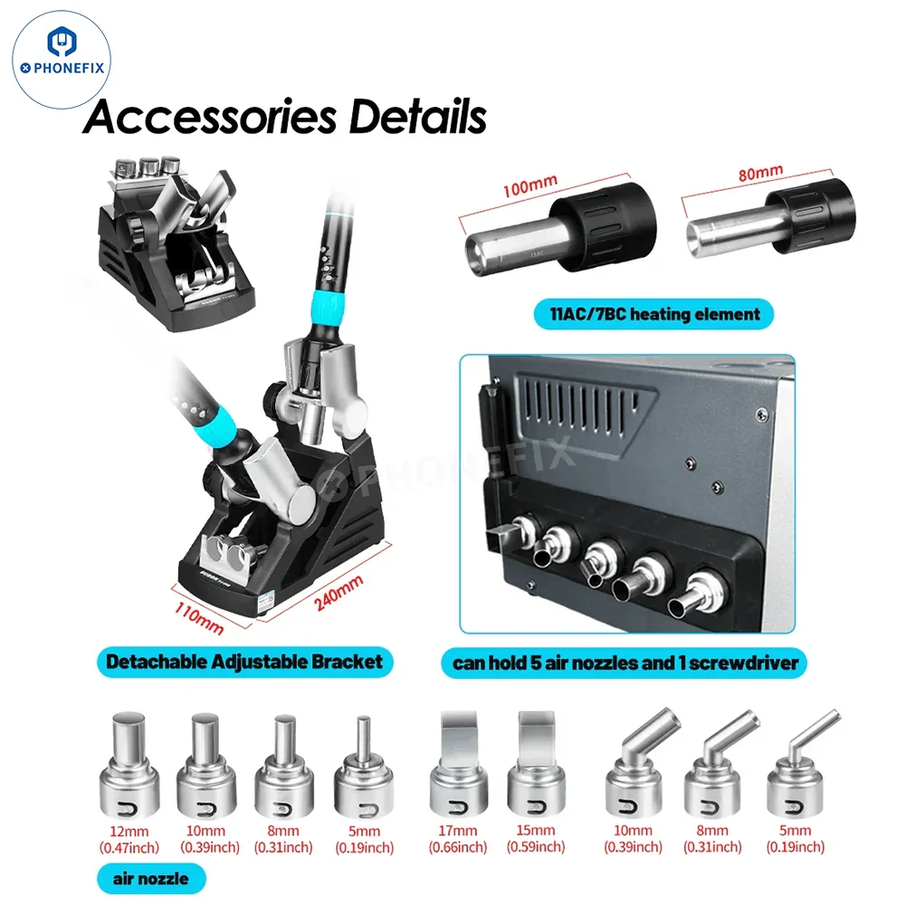 SUGON 8650Pro Curve Hot Air Gun 1300W BGA Rework Station - Image 12