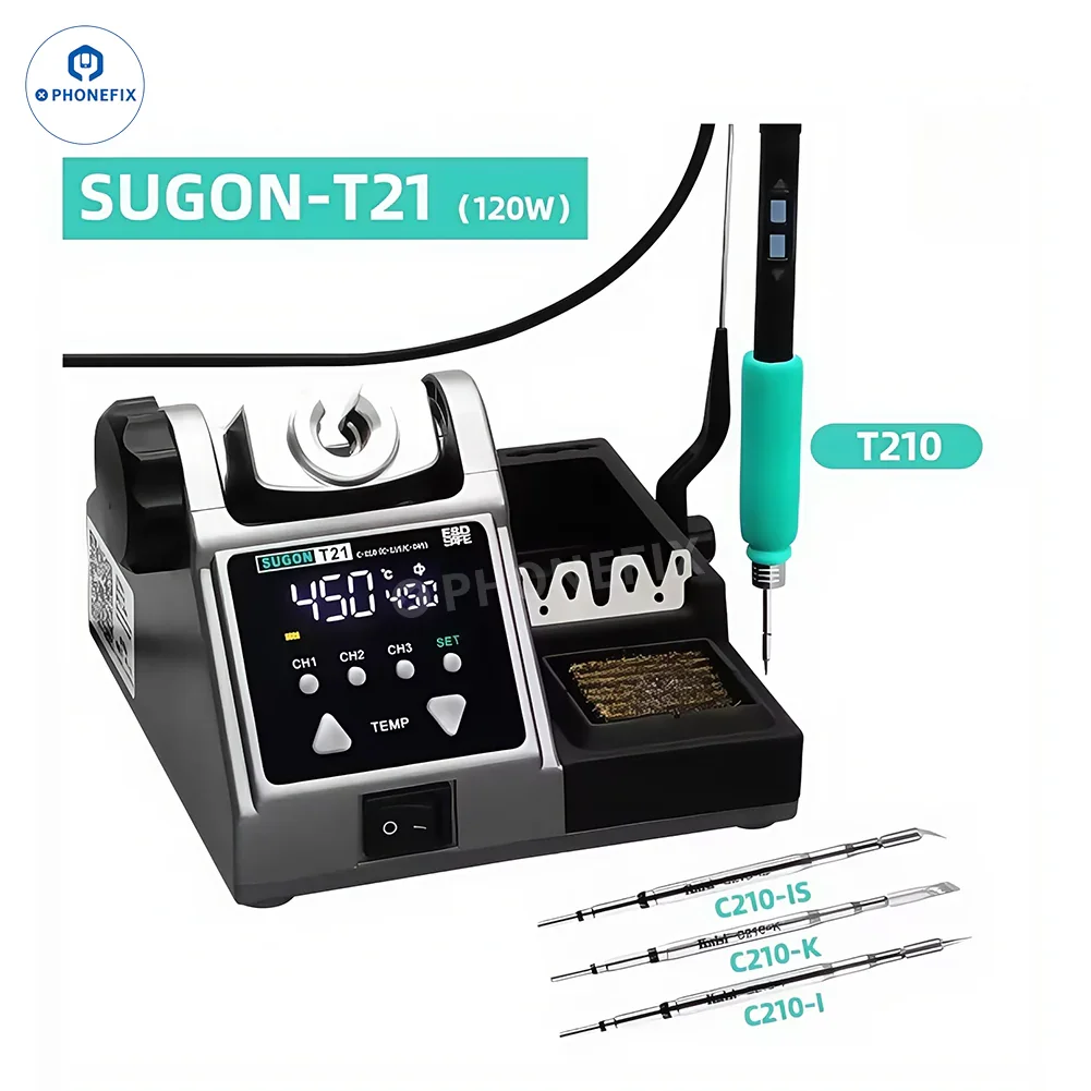 SUGON T21 Soldering Station with C210/115/245 Tips for Phone Repair - Image 5