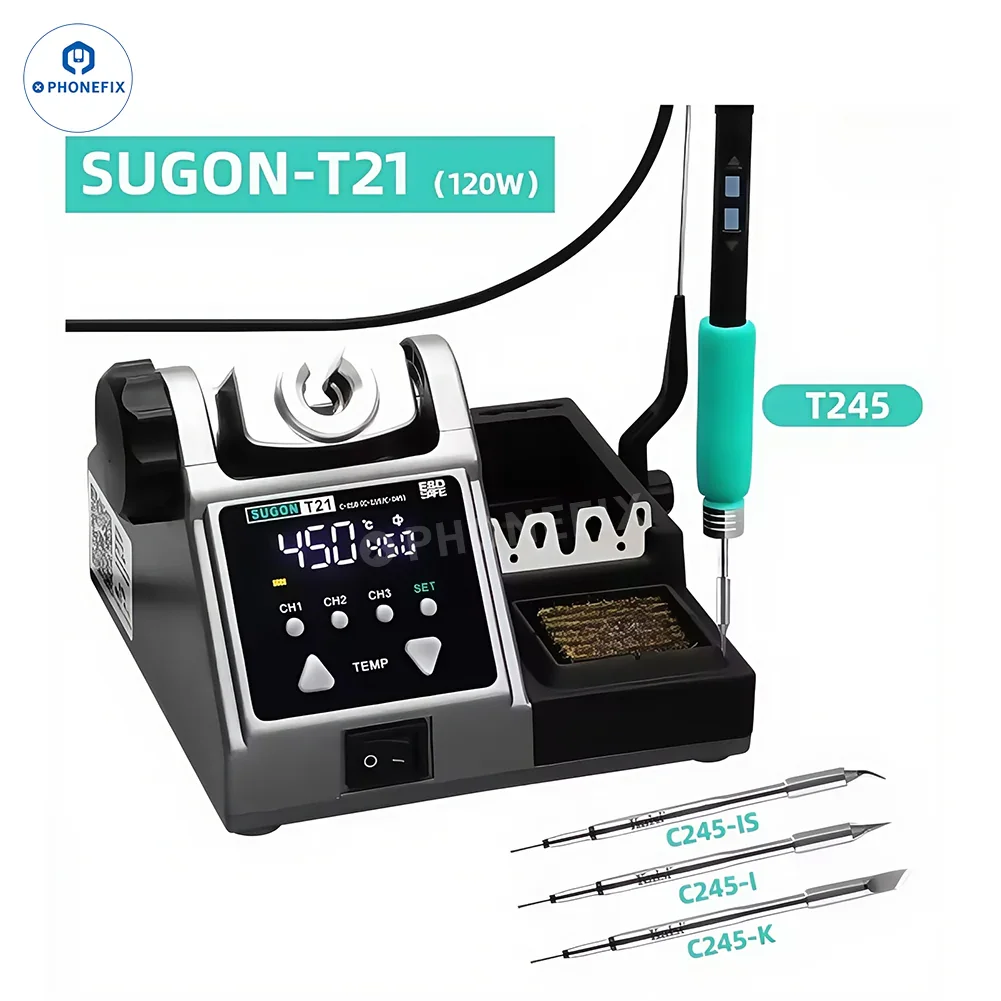 SUGON T21 Soldering Station with C210/115/245 Tips for Phone Repair - Image 6