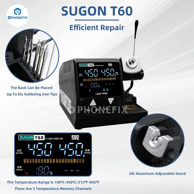 Sugon T60 Soldering Station With TJ8 Extender T210 T245 T115 Handle - Image 6