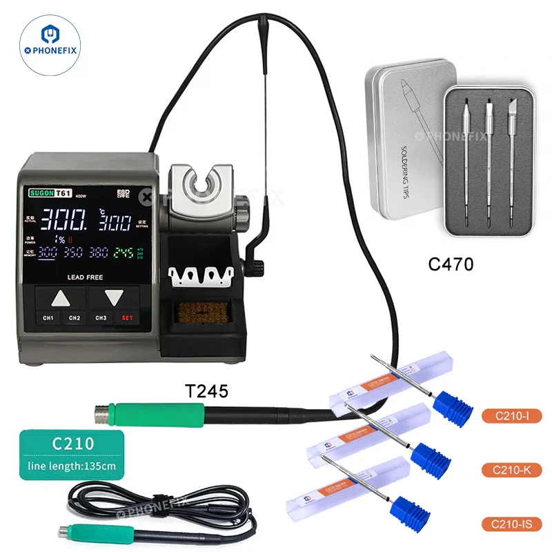 Sugon T61 400W Soldering Station With T210 T470 Handle C470 Tips - Image 6