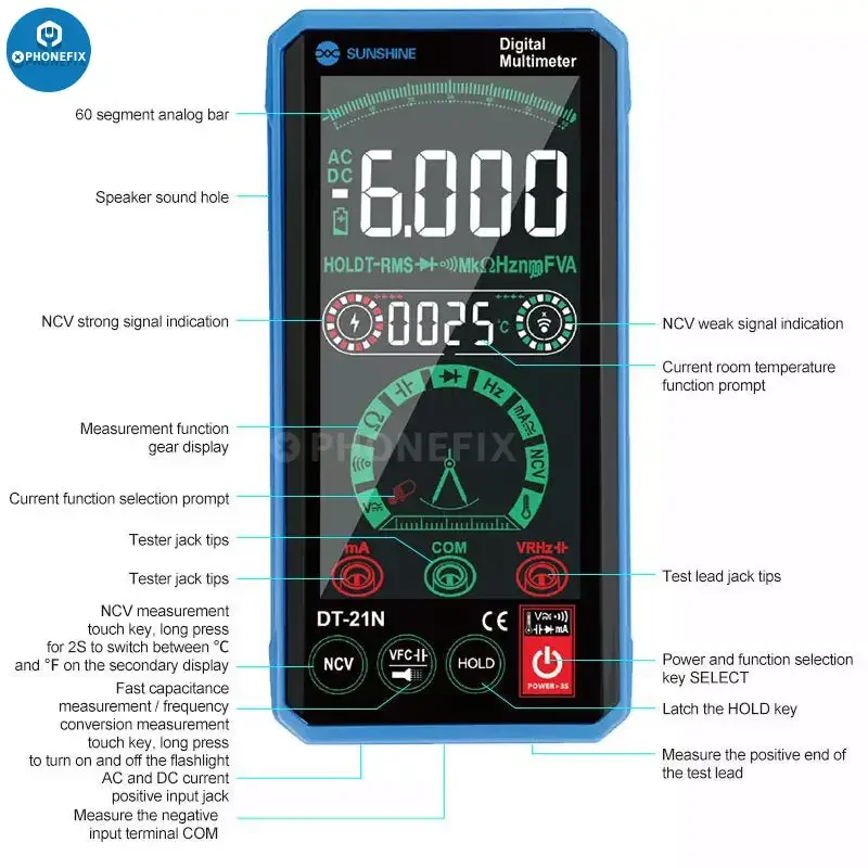 SUNSHINE DT-21N Digital Multimeter Automatic Touch Control Tester - Image 4