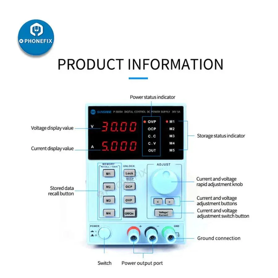 Sunshine P-3005A Digital DC Power Supply 30V 5A - Image 9