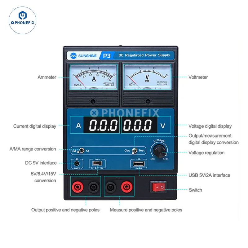 Sunshine P3 DC Regulated Power Supply Dual LED Pointer Display - Image 6