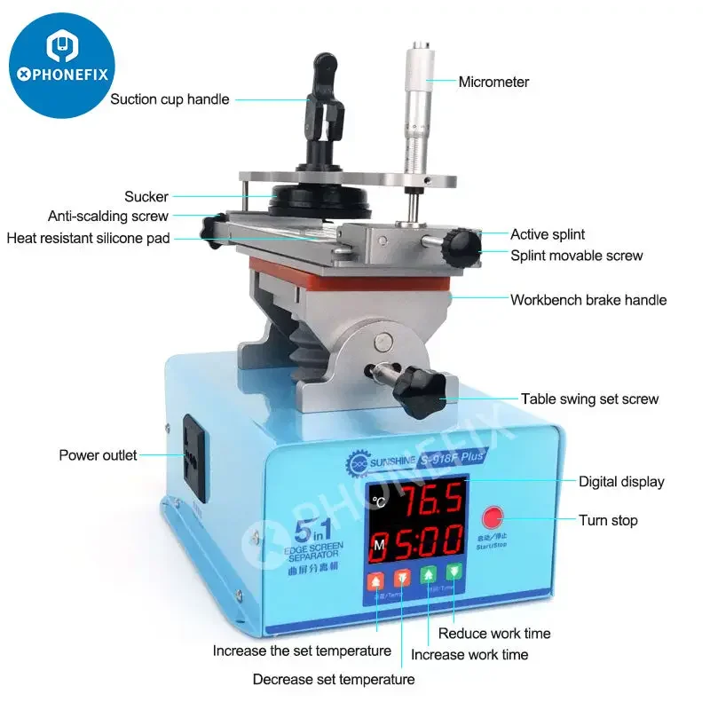 Sunshine S-918F Plus 5 in 1 360° Rotation LCD Edge Screen Separator - Image 6