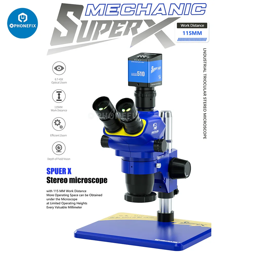 Super X-B11 6.7X-45X Trinocular Stereo Microscope Mechanic - Image 6