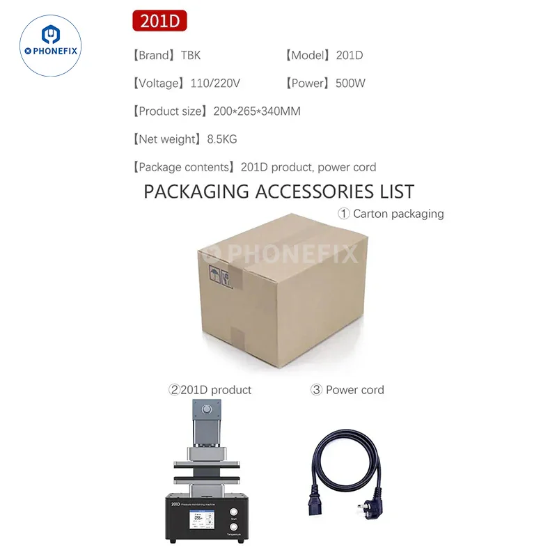 TBK 201D 201P Heating Pressure Machine For Phone Screen Back Cover Bracket - Image 10
