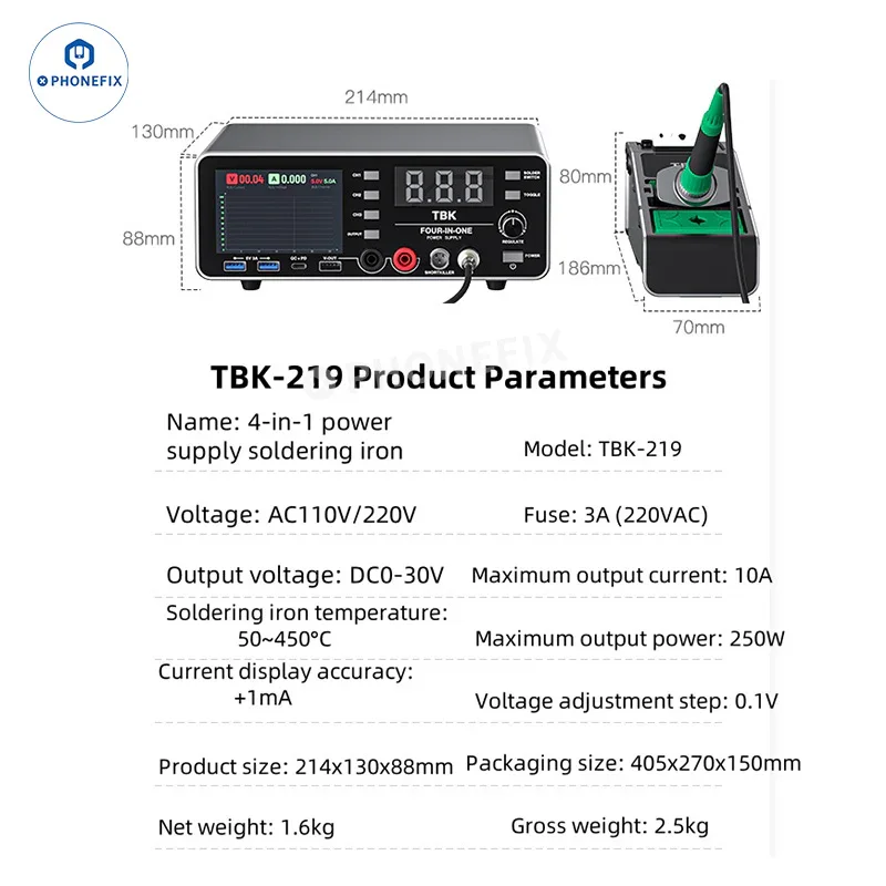 TBK 219 Power Supply C210 Soldering Iron Charger Tester - Image 9
