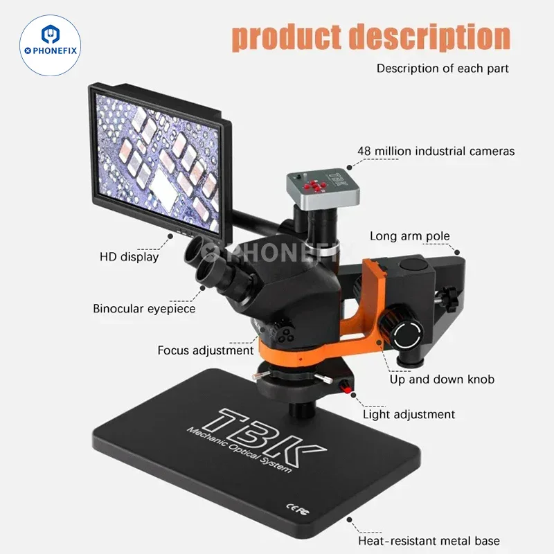 TBK 701 Trinocular Stereo Microscope With 48MP Camera HD Screen - Image 2