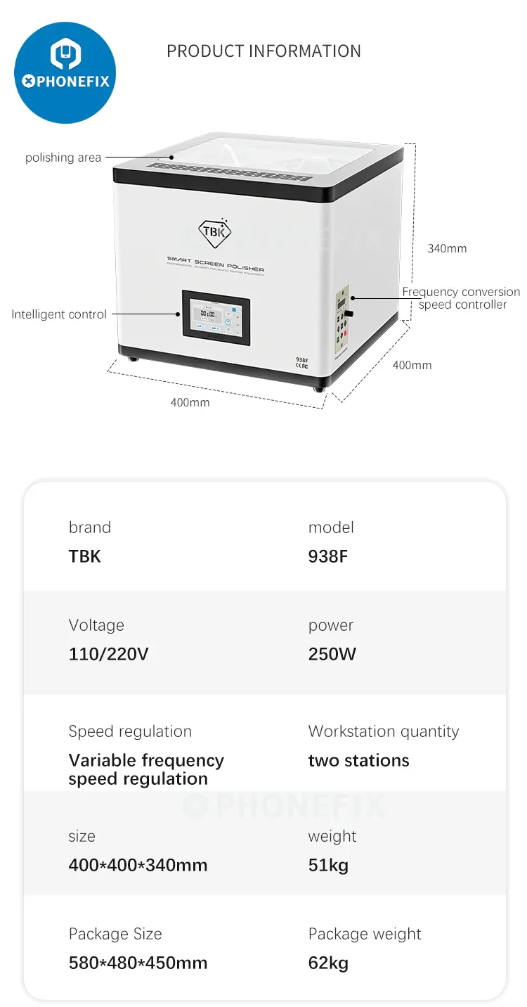 TBK 938F Auto Screen Grinding Polishing Machine Scratch Removal - Image 8