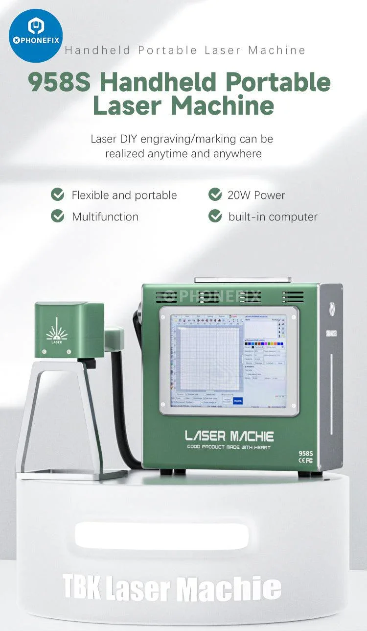 TBK 958S 20W Laser Machine Handheld DIY Marking Engraving Tool - Image 5