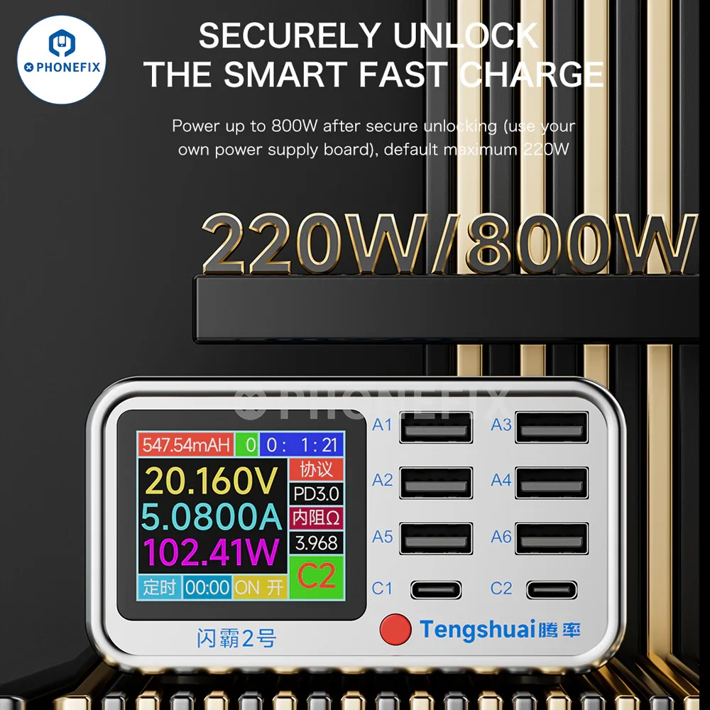 TenSai  100W 8 Port Fast Charging Station with Wireless Charger - Image 2