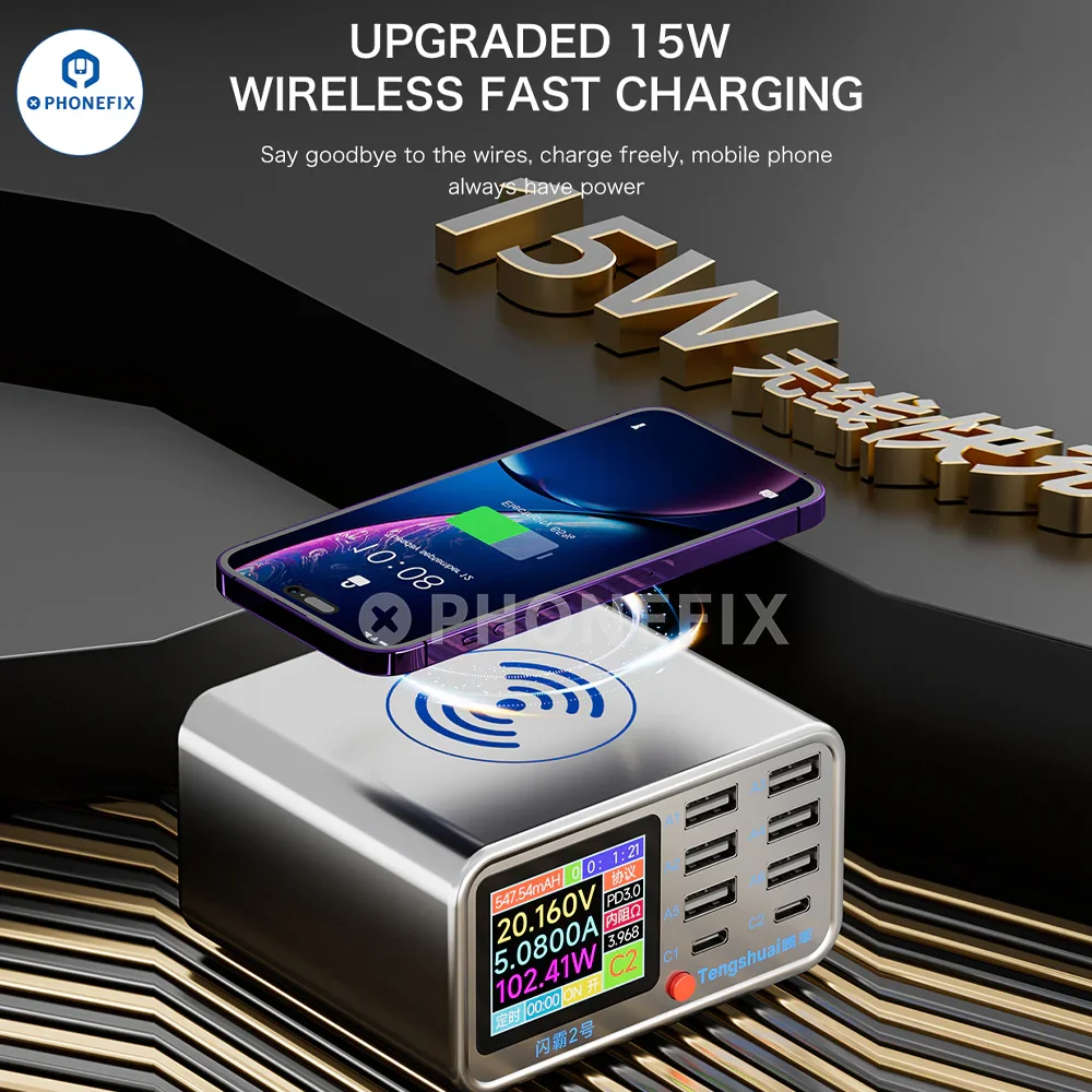 TenSai  100W 8 Port Fast Charging Station with Wireless Charger - Image 5